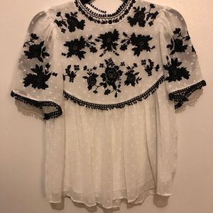 Zara TRF Embroidered Blouse
